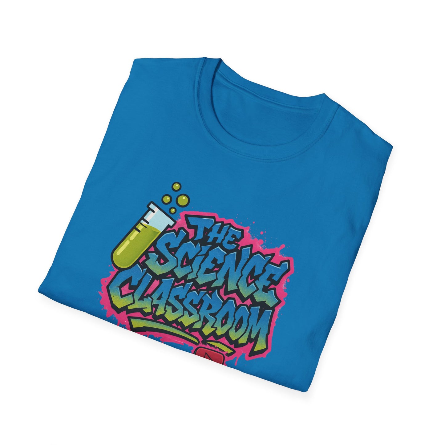 Grafitti Science Classroom ADULT Softstyle T-Shirt - Perfect for Educators and Science Enthusiasts