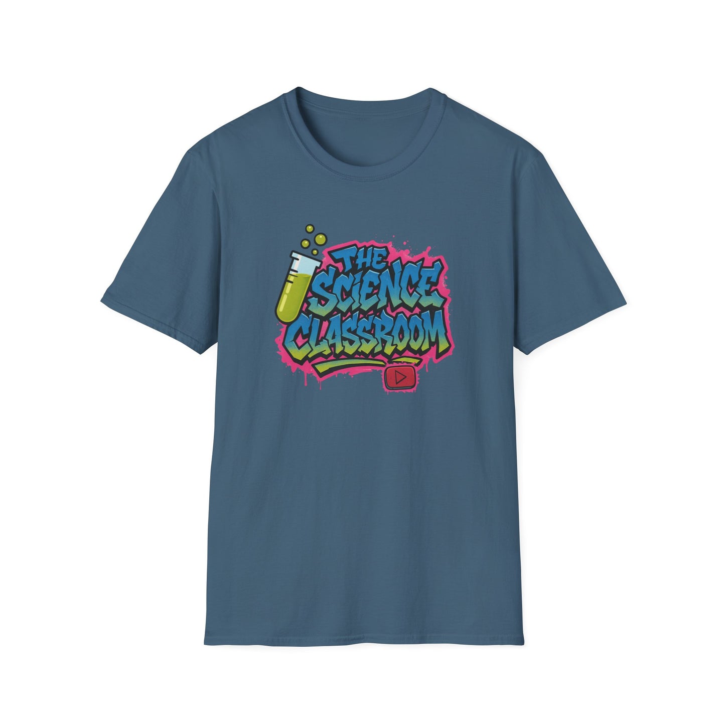 Grafitti Science Classroom ADULT Softstyle T-Shirt - Perfect for Educators and Science Enthusiasts