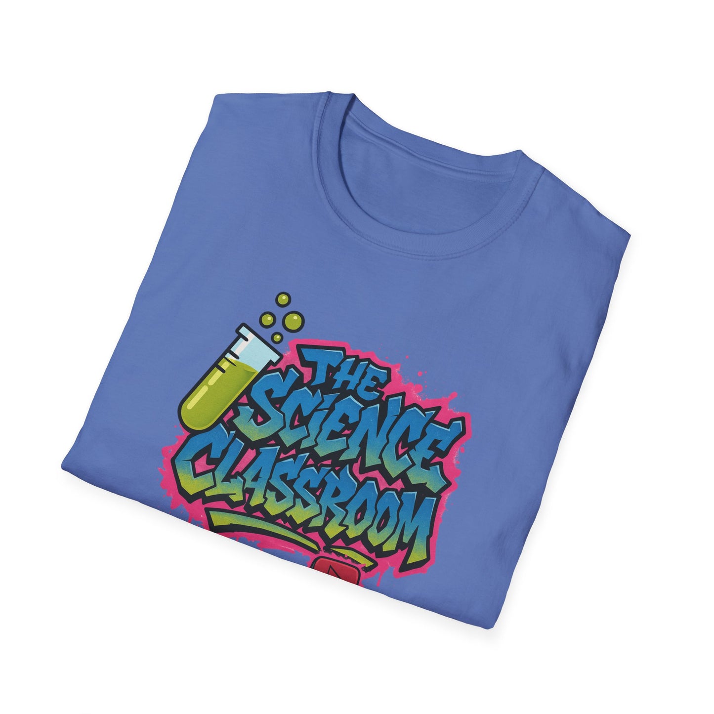 Grafitti Science Classroom ADULT Softstyle T-Shirt - Perfect for Educators and Science Enthusiasts