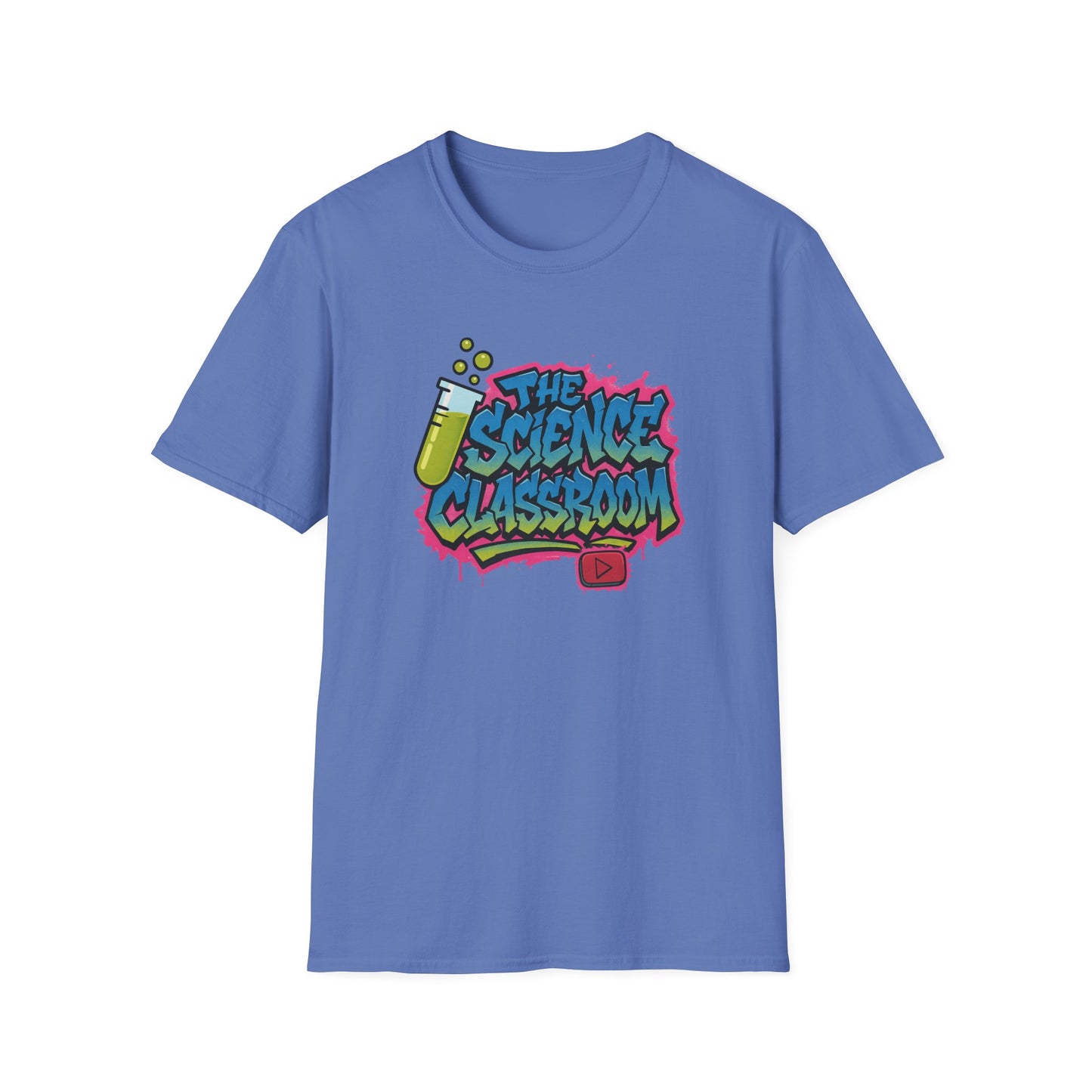Grafitti Science Classroom ADULT Softstyle T-Shirt - Perfect for Educators and Science Enthusiasts