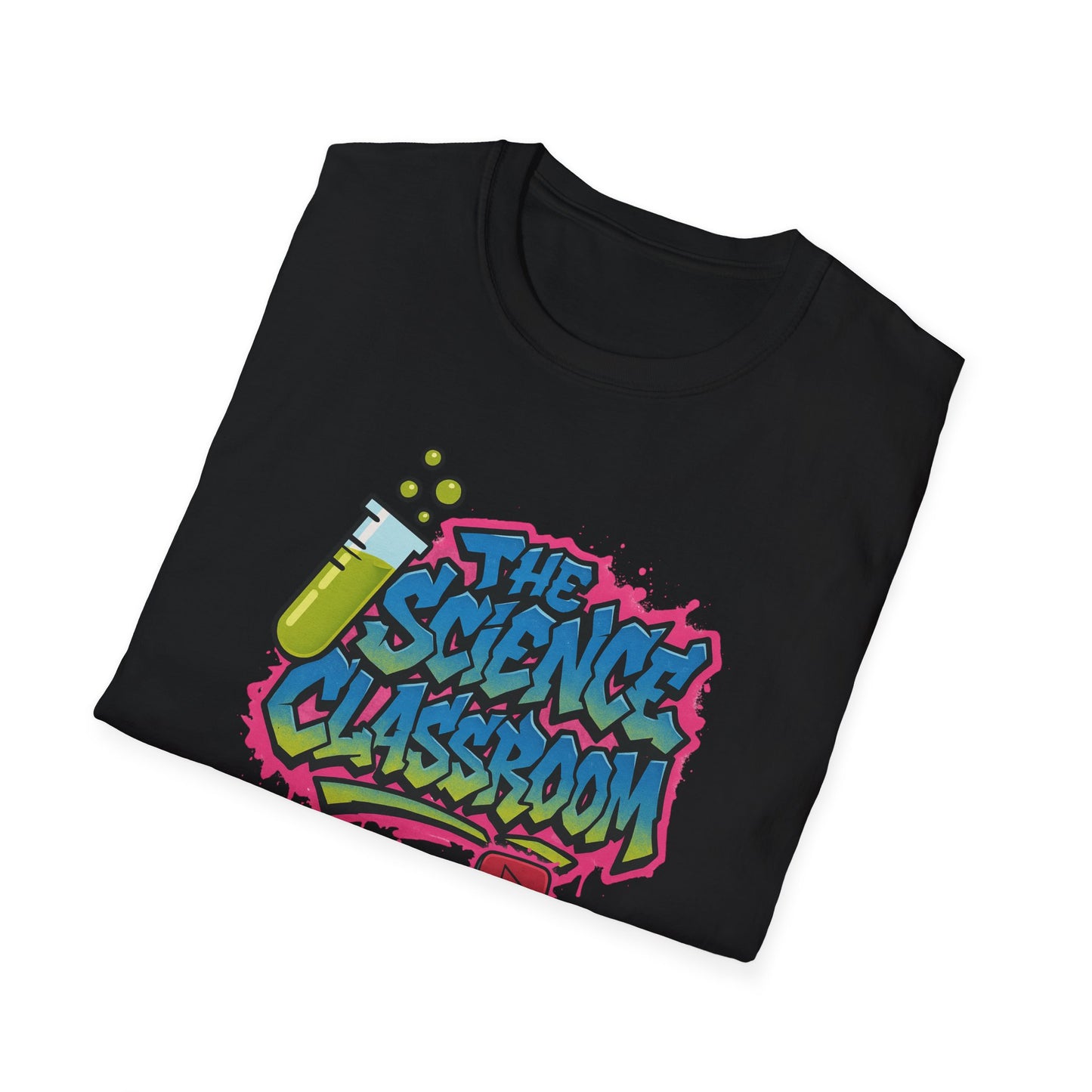 Grafitti Science Classroom ADULT Softstyle T-Shirt - Perfect for Educators and Science Enthusiasts
