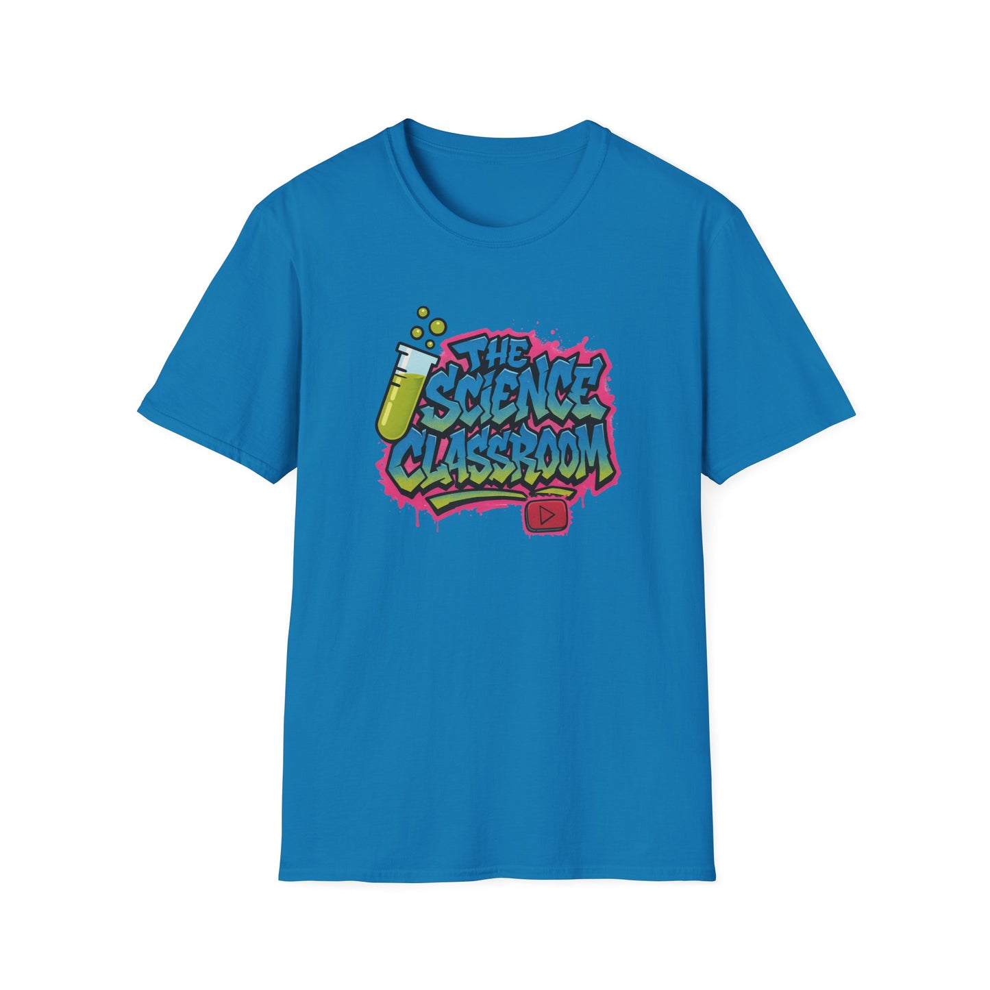 Grafitti Science Classroom ADULT Softstyle T-Shirt - Perfect for Educators and Science Enthusiasts