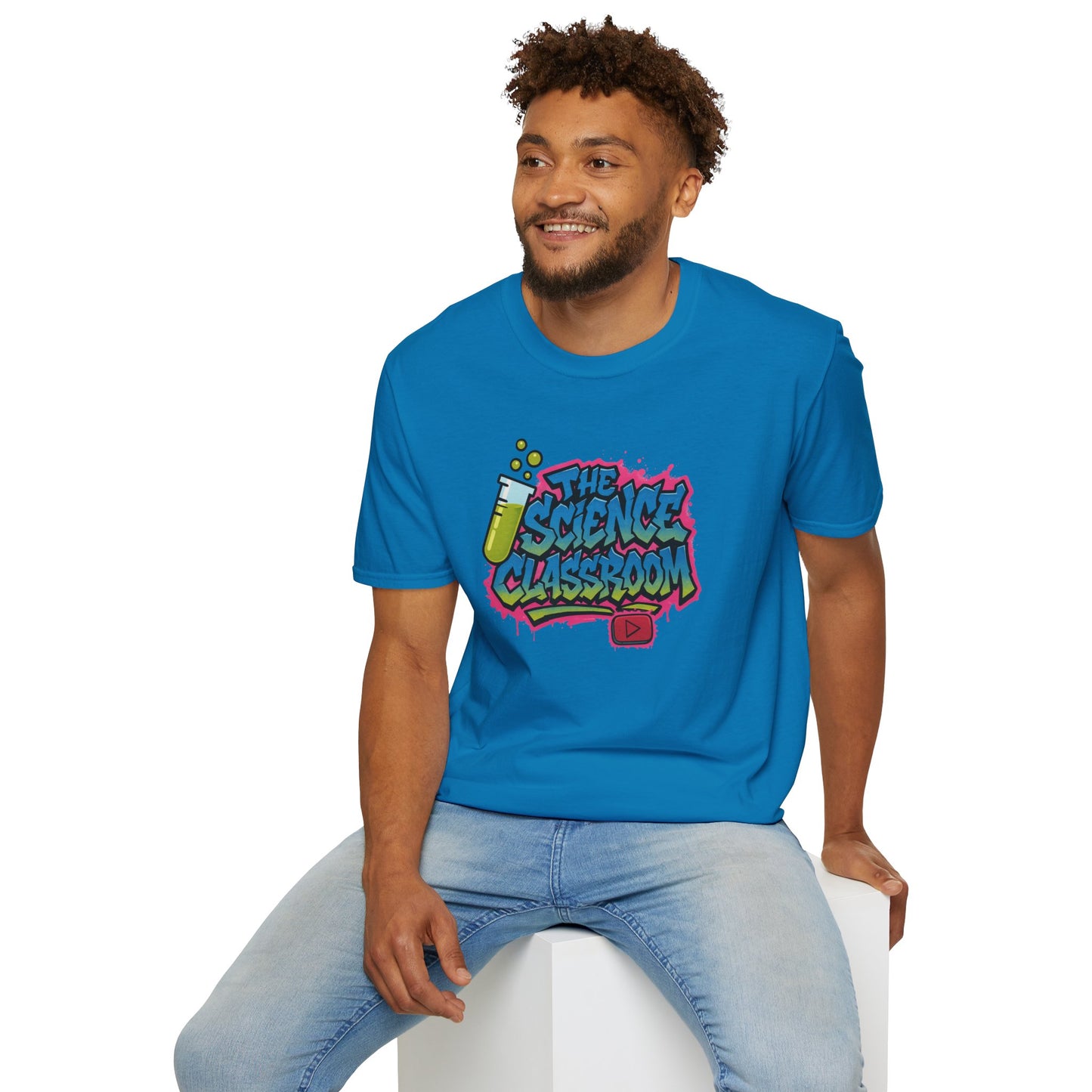 Grafitti Science Classroom ADULT Softstyle T-Shirt - Perfect for Educators and Science Enthusiasts