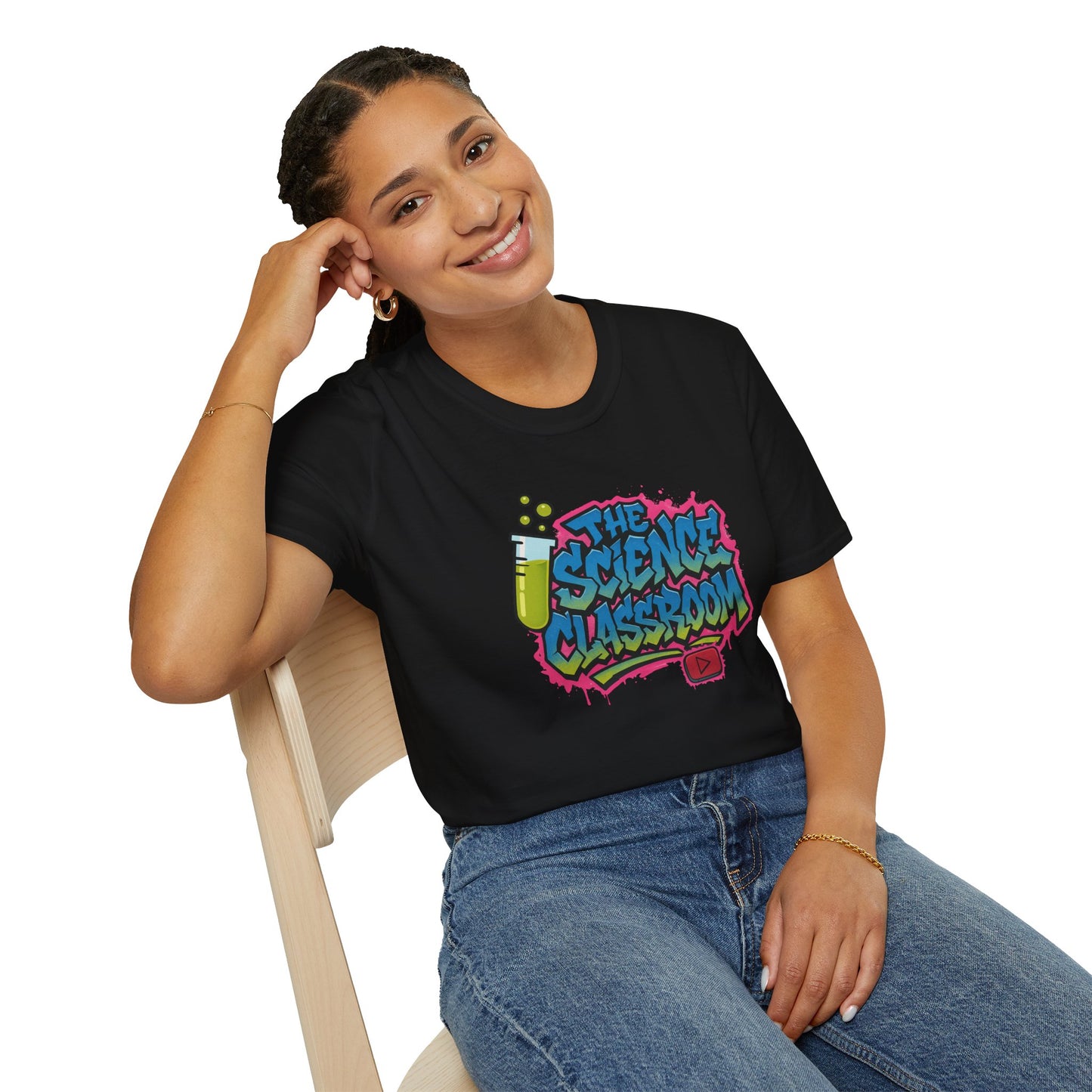 Grafitti Science Classroom ADULT Softstyle T-Shirt - Perfect for Educators and Science Enthusiasts