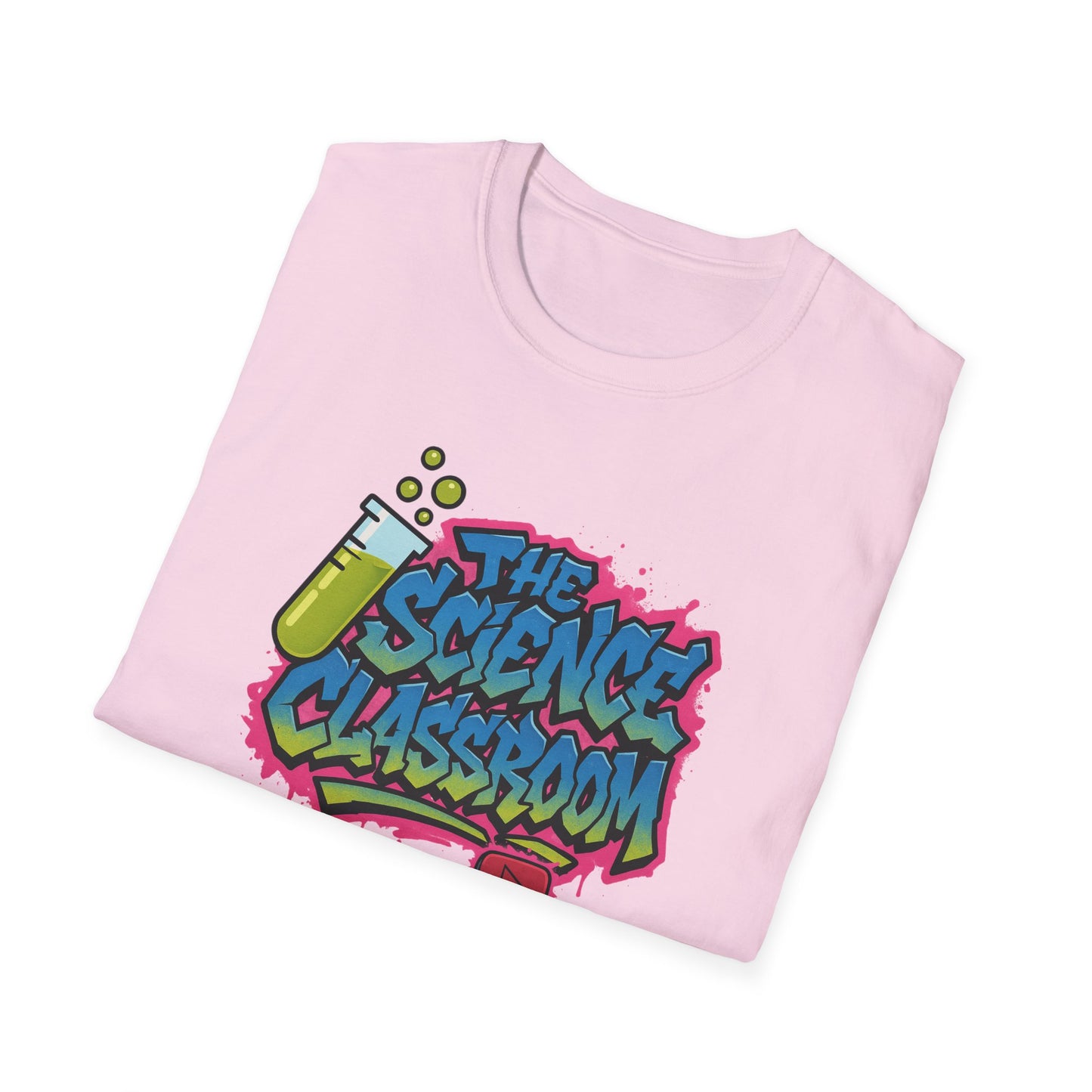Grafitti Science Classroom ADULT Softstyle T-Shirt - Perfect for Educators and Science Enthusiasts